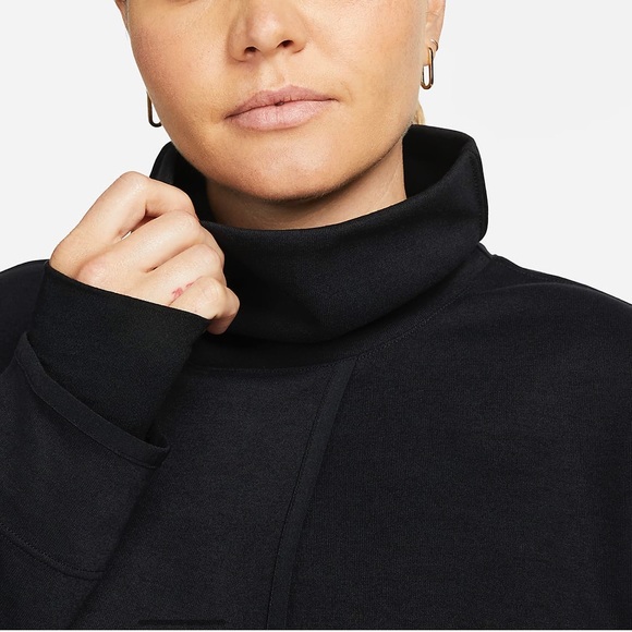Nike Maternity Reversible Sweatshirt Pullover Top Funnel Neck Nursing Black NEW - Picture 3 of 10